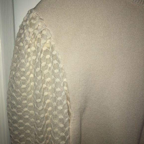 NWOT Zara Cream Turtle Neck Mesh Long Sleeves - Picture 5 of 6